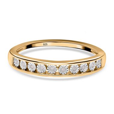 Half Eternity Diamant Ring, 925 Silber mit Gelbgold Vermeil