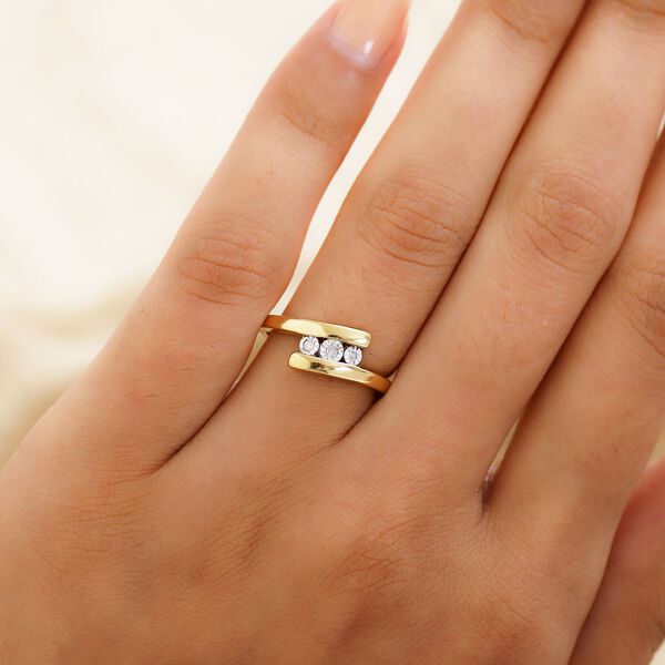 Diamant Bypass Ring 925 Silber 585 Vergoldet image number 3