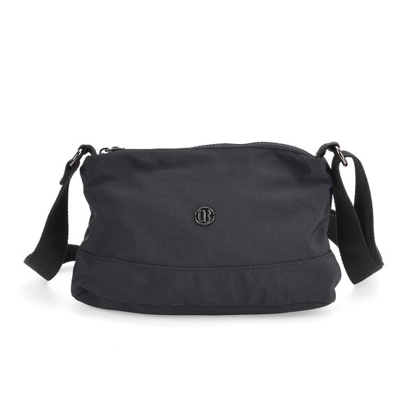Nylon Crossbody-Tasche mit Rei&szlig;verschlussf&auml;chern, verstellbarem Schulterriemen, Schwarz image number 0
