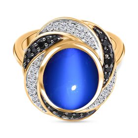 D'Joy Aurora Mondstein, schwarzer Spinell und Zirkon Ring - 5,54 ct D'Joy Aurora Mondstein, schwarzer Spinell und Zirkon Ring - 5,54 ct