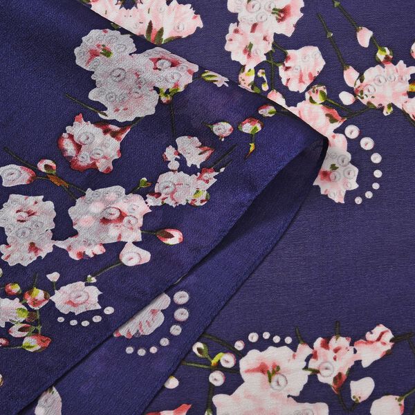 LA MAREY - 100% Maulbeeren-Seidenschal, Chiffon, 60x170 cm, Marineblau image number 11