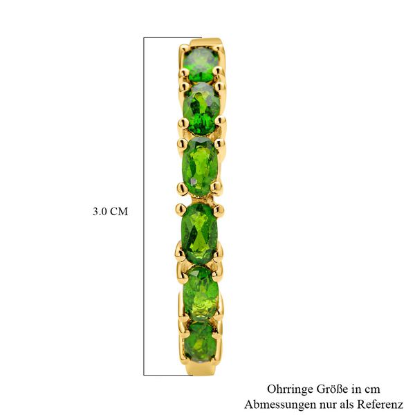 Nat&uuml;rliche Chromdiopsid und wei&szlig;e Zirkon-Creolen, 925 Silber vergoldet ca. 4,41 ct image number 5