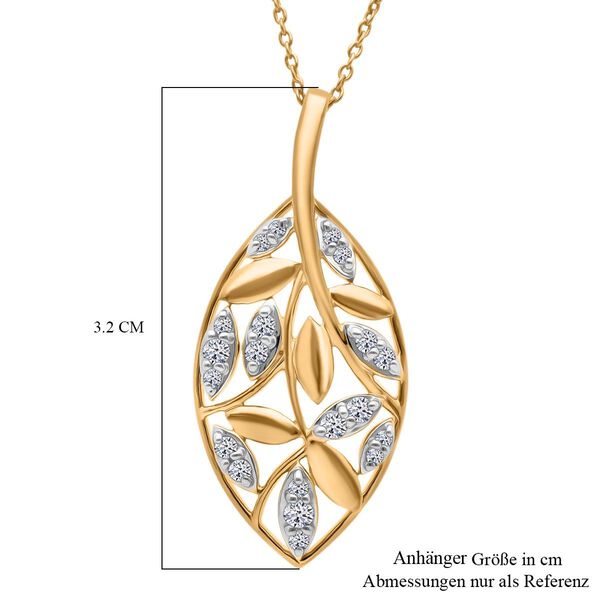 LUXURIANT SI Labor Diamant Anh&auml;nger mit 50cm Kette, 925 Silber mit 750 Gelbgold Vermeil - 0,24 ct. image number 5