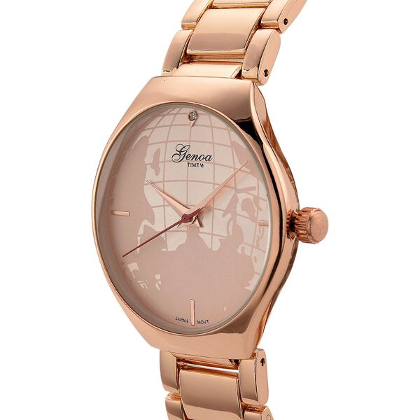 GENOA - Wei&szlig;er Diamant Uhr mit Japanisches Uhrwerk, 3 ATM Wasserdicht, 316L Edelstahl, Rose image number 3