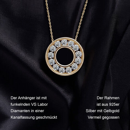 LUXURIANT DIAMOND- SGL zertifizierter VS EF Labor Diamant Anhänger mit 50cm Kette, 925 Silber Gelbgold Vermeil - 1 ct. image number 9