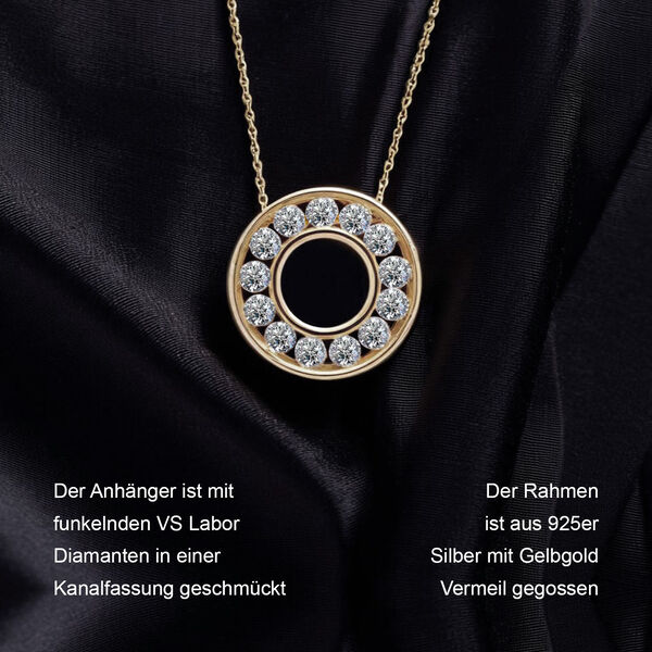 LUXURIANT SGL zertifizierter VS-EF Labor Diamant Anh&auml;nger mit 50cm Kette, 925 Silber Gelbgold Vermeil - 1 ct. image number 9