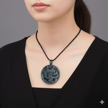 Flexible, nat&uuml;rliche Olmek Jadeit Halskette, Drachen - 235 ct.