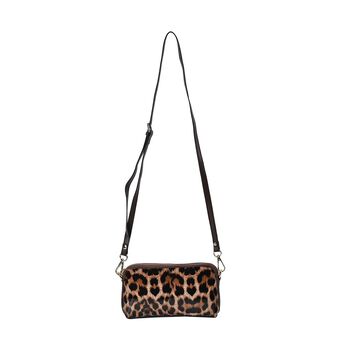 Chaose by Elsie - 100% Echtleder Crossbody-Tasche mit RFID-Schutz und Leopardenmuster, 19x11 cm, schwarzer Leopard
