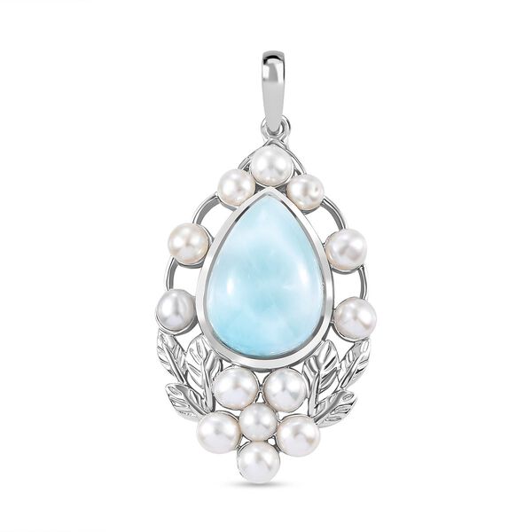 AA nat&uuml;rlicher gr&uuml;ner Larimar und S&uuml;&szlig;wasser Perle Anh&auml;nger - 9,53 ct.