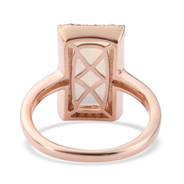Nat&uuml;rlicher &Auml;thiopischer Opal und Zirkon Halo Ring 925 Silber Rosegold Vermeil image number 6