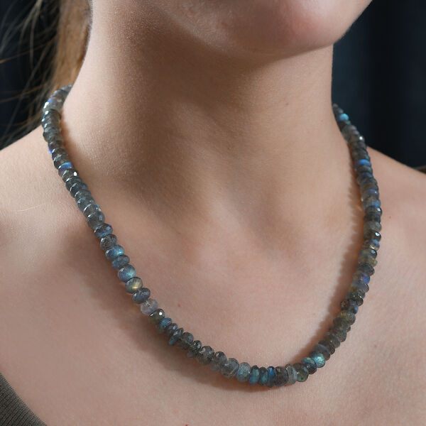AAA Labradorit Halskette, 45+5 cm - 180 ct. image number 2