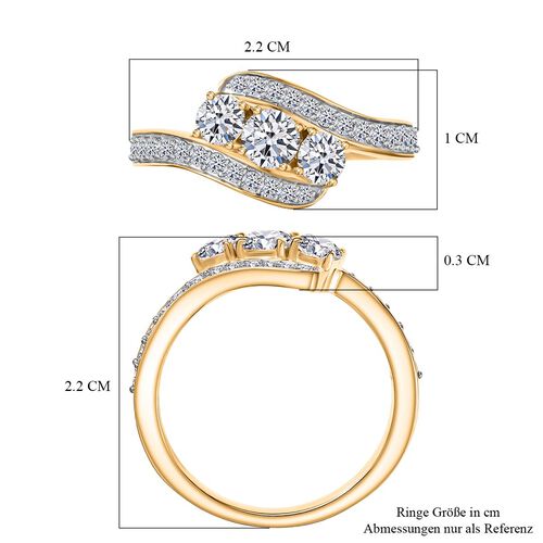 Lab Grown Diamant SI Ring 925 Silber 750 Gelbgold Vermeil (Größe 20.00) ca. 1,00 ct image number 6