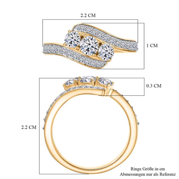 LUXURIANT DIAMOND - Lab Grown Diamant SI Ring 925 Silber 750 Gelbgold Vermeil (Größe 19.00) ca. 1.00 ct image number 7