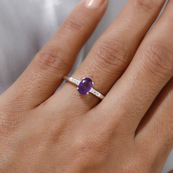 Afrikanischer Amethyst und Zirkon-Ring, 925 Silber  ca. 0,77 ct image number 3