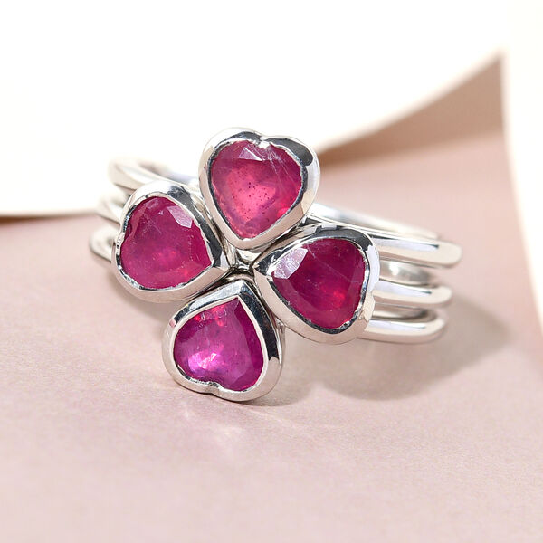 3er-Set - afrikanischer Rubin-Stacking-Ring in Silber, 2,87 ct. image number 2