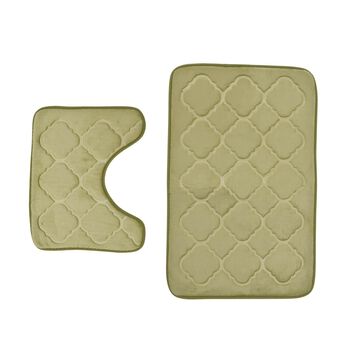 Homesmart 2er Set gepr&auml;gte Flanell-Badematte mit rutschfester Unterseite (50x80cm), gr&uuml;n
