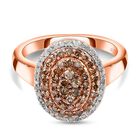 Natürlicher Champagner Diamant-Ring, 925 Silber Roségold Vermeil (Größe 18.00) ca. 0.75 ct