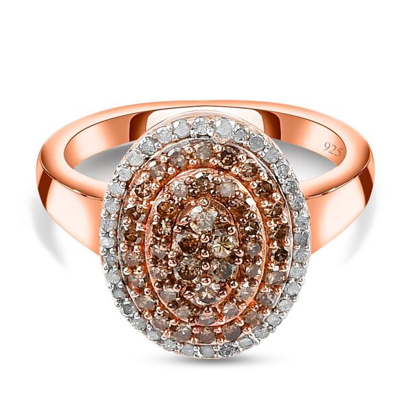Natürlicher Champagner Diamant-Ring, 925 Silber Roségold Vermeil  ca. 0,75 ct image number 0