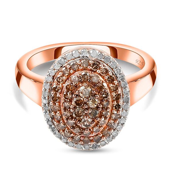 Natürlicher Champagner Diamant-Ring, 925 Silber Roségold Vermeil  ca. 0,75 ct image number 0