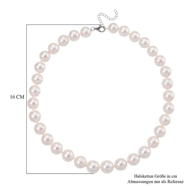 Weiße Edison Perle Halskette (ca. 12-14mm), ca. 45cm + 5cm extender, 925 Silber rhodiniert image number 6