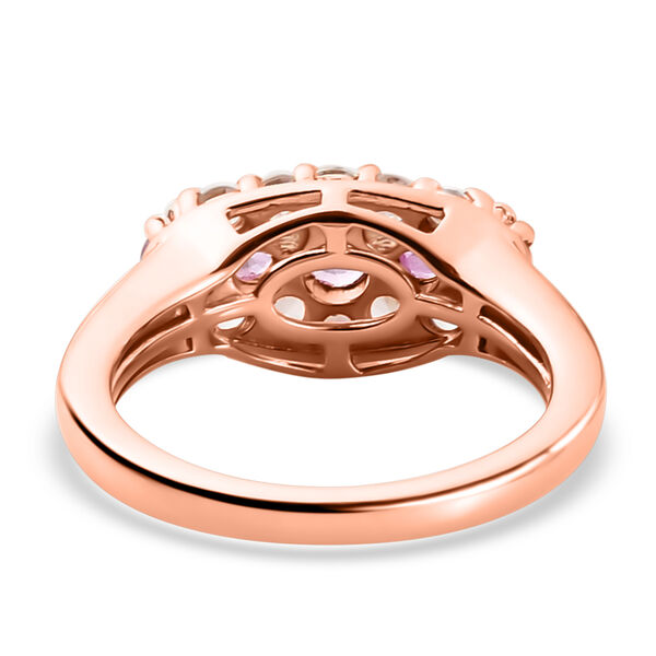 Rosa Saphir und Zirkon Cluster Ring, 925 Silber rosévergoldet, 1,34 ct. image number 6