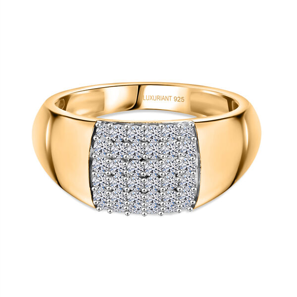 LUXURIANT SGL zertifizierter SI-GH Labor Diamant Ring, 925 Silber 750 Gelbgold Vermeil - 0,50 ct.