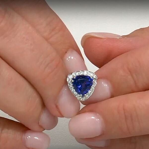 Rhapsody AAAA Tansanit, Wei&szlig;er Diamant Ohrringe 950 Platin ca. 4,00 ct. image number 3