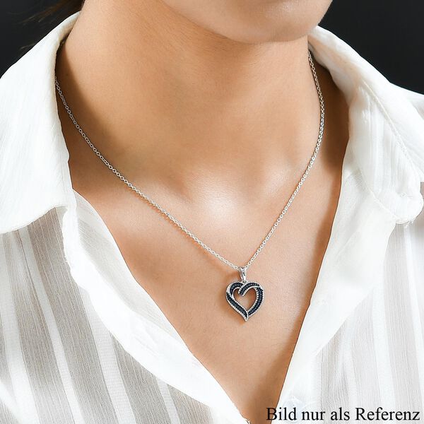 Blauer Diamant Herz Anhänger 925 Silber platiniert image number 2