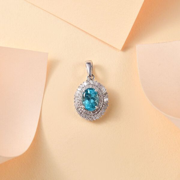 AA Lagunen Apatit und Diamant Anhänger - 1,82 ct. image number 2