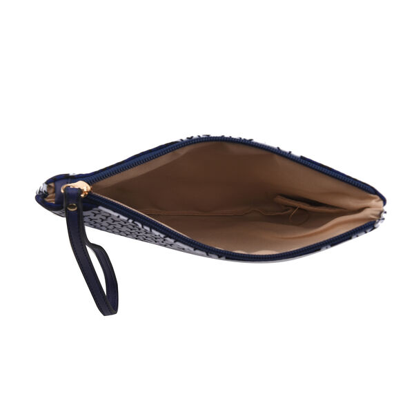 2er-Set, Clutch - 21,59x13,97 cm und Schultertasche - 30,48x12,7x21,59 cm, Pferd Muster, Weiß und Blau image number 7