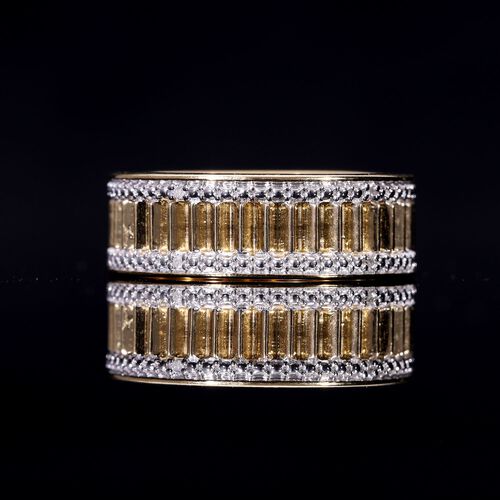 Weißer Diamant Ring 925 Silber 750 Gelbgold Vermeil (Größe 20.00) image number 1