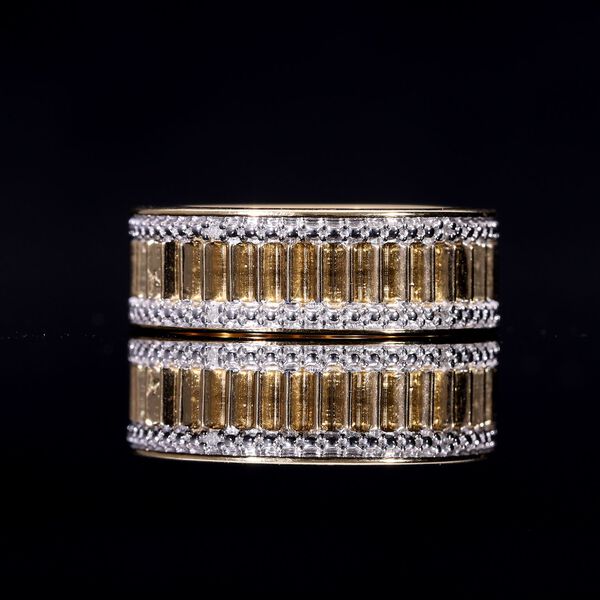 Wei&szlig;er Diamant Ring 925 Silber 750 Gelbgold Vermeil (Gr&ouml;&szlig;e 18.00) image number 1