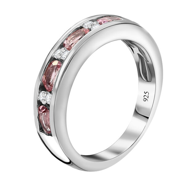Rosa Turmalin und Zirkon Band Ring 925 Silber Platin-&Uuml;berzug image number 5