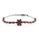 Rotes Granat-Armband, 19 cm, Edelstahl ca. 10,22 ct