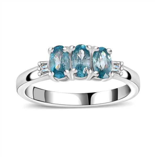 AA blauer Zirkon und Diamant Ring - 1,11 ct. image number 4