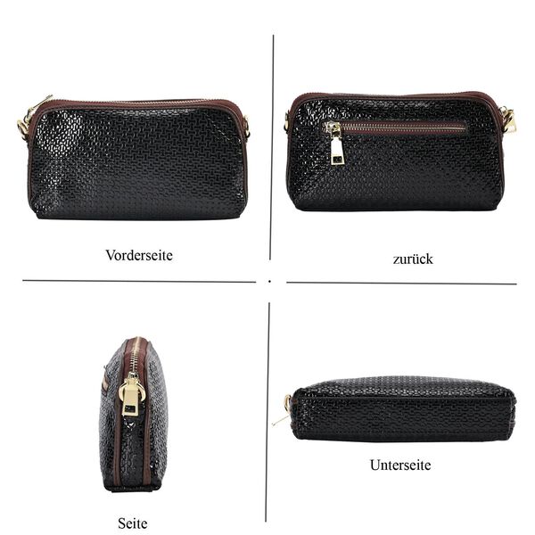 Chaose by Elsie - Echtleder Crossbody Tasche Schlangen-Pr&auml;gung, Cognac image number 4