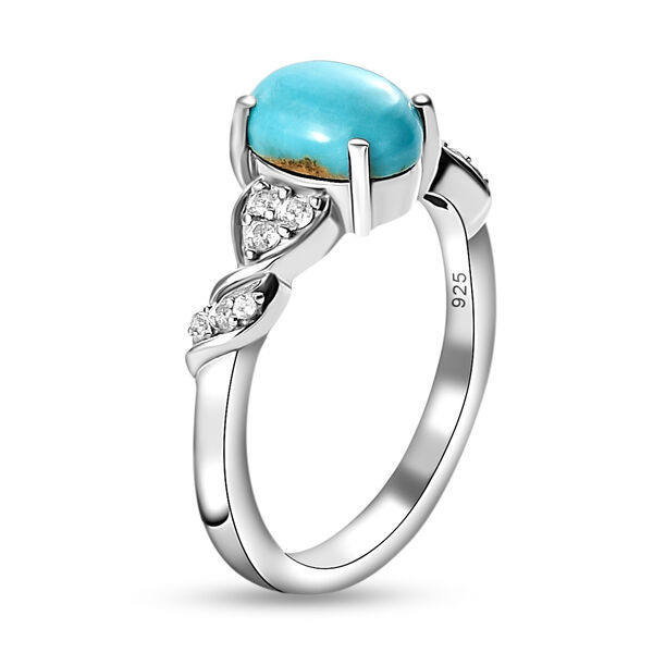 Amerikanischer, natürlicher Sleeping Beauty Türkis und Zirkon-Ring - 1,33 ct. image number 5
