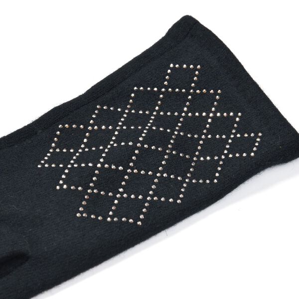 LA MAREY 2er-Set Kaschmir M&uuml;tzen und Handschuhen mit Mikropl&uuml;sch-Futter, Schwarz image number 6