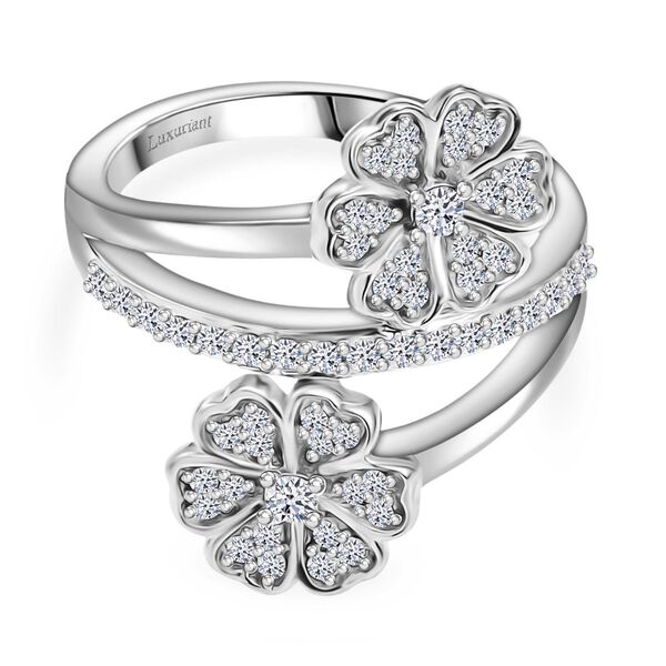 LUXURIANT SI Labor Diamant floraler Bypass-Ring, 925 Silber rhodiniert - 0,50 ct. image number 0