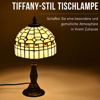 Handgefertige Tiffany-Stil Tischlampe, Buntglas, Braun