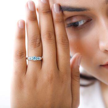 Paraiba-Apatit Ring, 925 Silber platiniert, (Gr&ouml;&szlig;e 20.00), ca. 1.24 ct