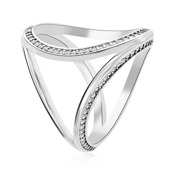 Lustro Stella Weißer Zirkonia Ring 925 Silber rhodiniert (Größe 17.00) image number 3