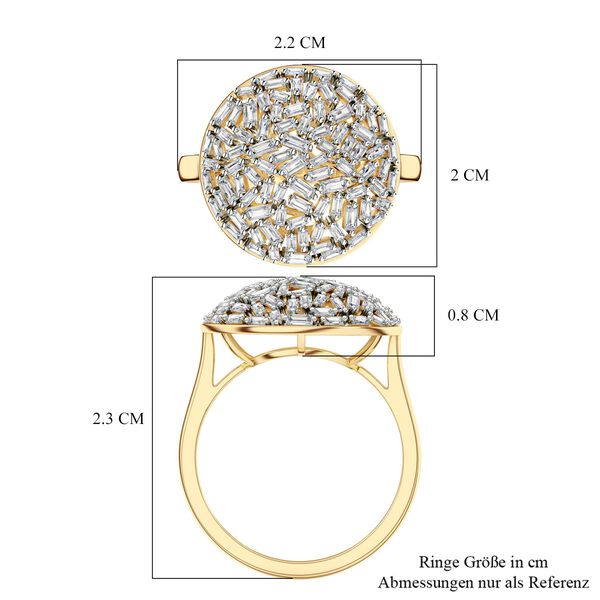 LUXURIANT SI-GH SGL zertifizierter Labor Diamant Ring, 925 Silber 750 Gelbgold Vermeil - 1 ct. image number 6