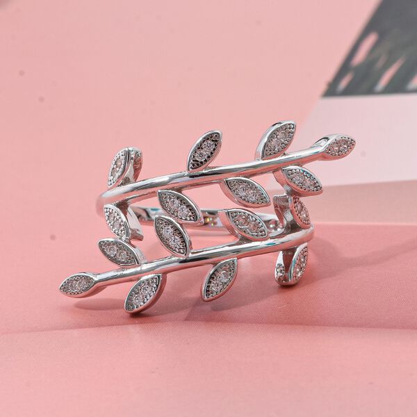 LUSTRO STELLA - Wei&szlig;er Zirkonia Ring 925 Silber rhodiniert (Gr&ouml;&szlig;e 18.00) image number 1