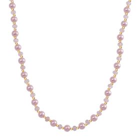 Rosa Muschelkernperle, Rosenquarz Halskette ca. 45 cm+ 5 cm Extender, Standard gelb vergoldet