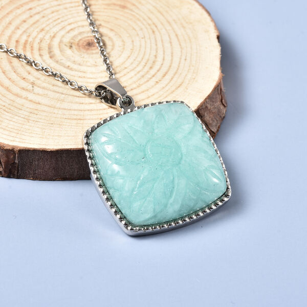 Amazonit-Anh&auml;nger mit Kette, ca. 50 cm in Edelstahl image number 1