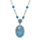 Blaue Türkis Halskette, ca. 45 cm, Messing, ca. 38.13 ct