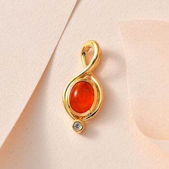 AA orange &auml;thiopischer Welo Opal und Zirkon-Anh&auml;nger - 0,84 ct.