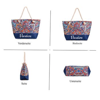 Handbemalte Tasche mit verstellbarem Kordelriemen, 50x17x38cm, Mandala-Muster