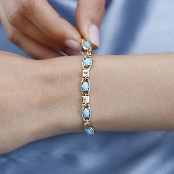 Amerikanisches natürliches Sleeping Beauty Türkis und Topas-Armband image number 3